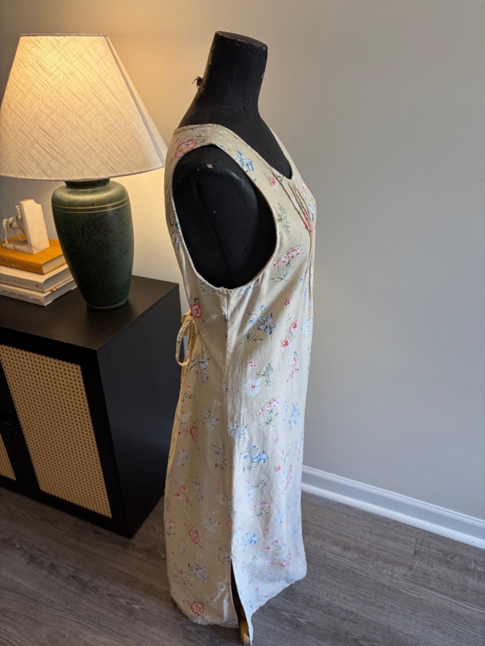 White Stag Romantic Cottage Yellow Cream 55% Linen Floral Maxi Dress Size 4/6 - Picture 4 of 13